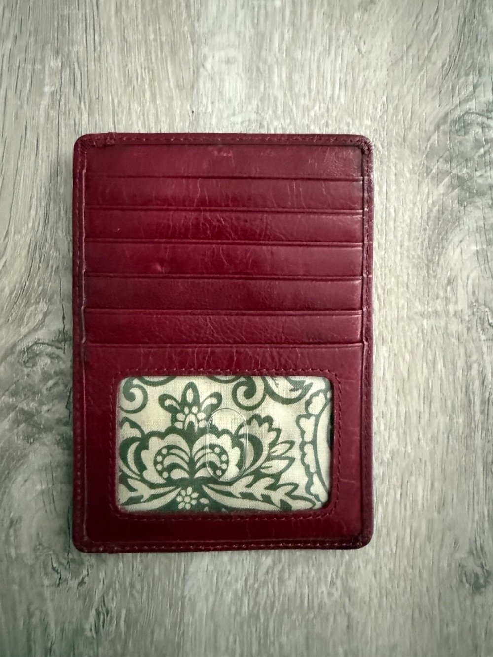 HOBO Womenβs Burgundy Euro Slide Card Case Travel Wallets Leather